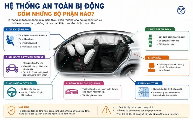 Xem cấu tạo, nguyên lý và cảnh báo sửa chữa của hệ thống an toàn bị động trên ô tô.
