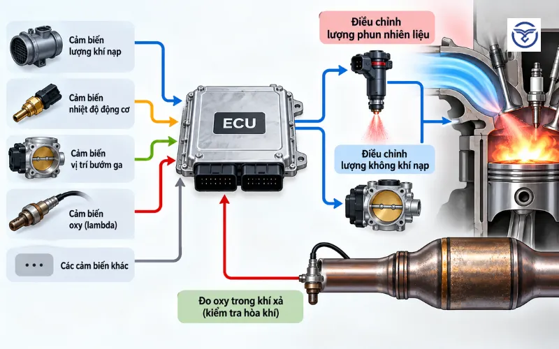 ECU không điều khiển lượng phun nhiên liệu theo một giá trị cố định