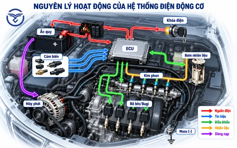 Nguyên lý hoạt động của hệ thống điện động cơ